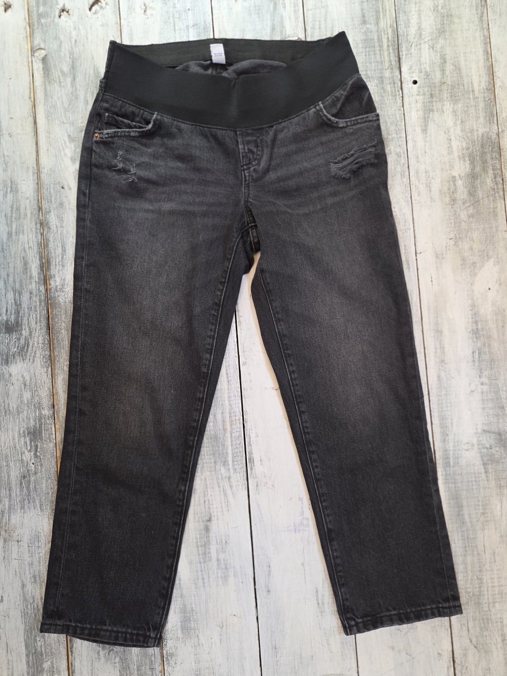 Old Navy Black Stretch Pull-On Maternity Slouchy Straight Leg Jeans sz 2